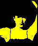An altered photo of a woman's head and shoulders (yellow) against a black background.